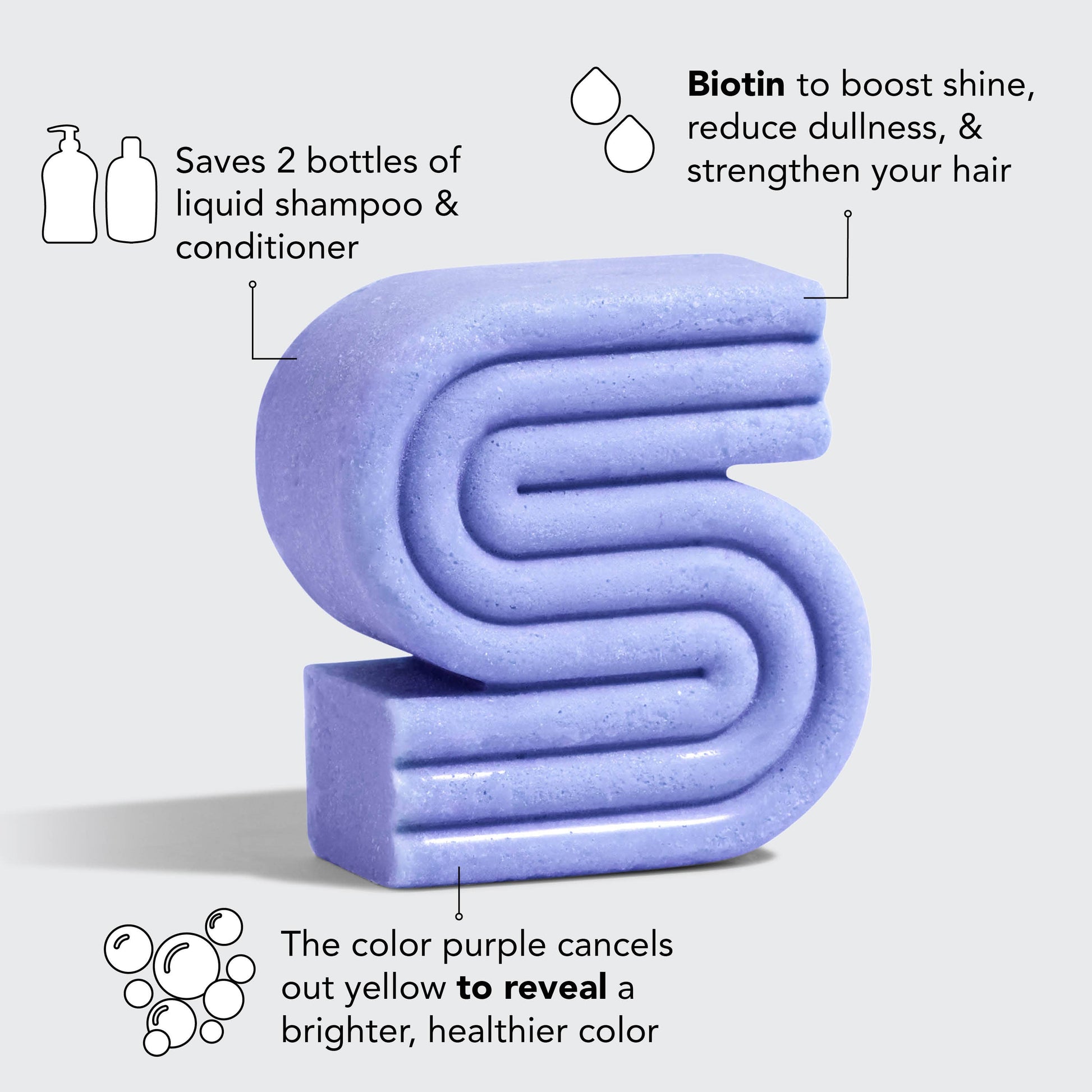 Innovate the Label purple shampoo bar for blonde hair with biotin to boost shine and cancel yellow tones