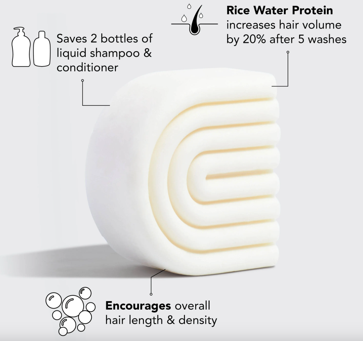 Innovate the Label rice water protein conditioner bar with benefits for hair volume, length, and density