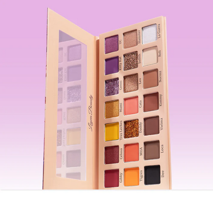 Innovate the Label Leyva Beauty eyeshadow palette with 20 vibrant shades including mattes and shimmers
