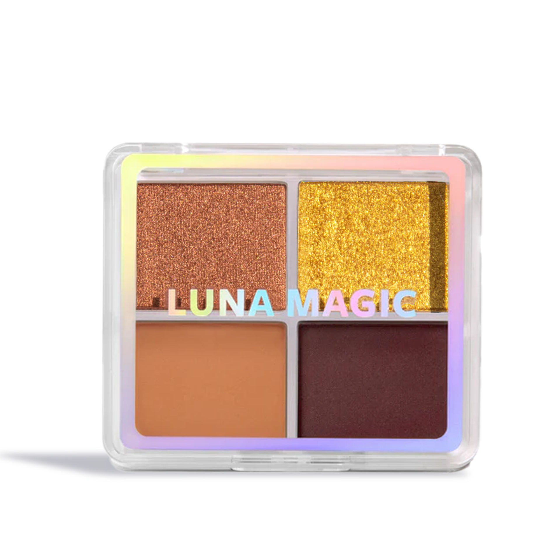 Luna Magic Desert Heat Eyeshadow Quad with four warm shades in a clear compact case by Innovate the Label