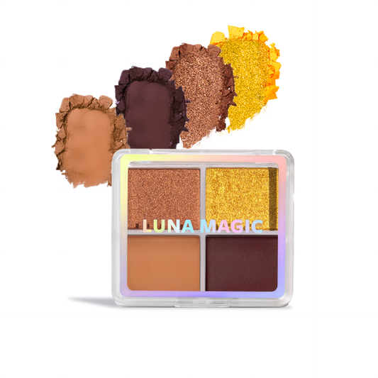 Luna Magic Desert Heat Eyeshadow Quad with four warm shades including matte and shimmer tones