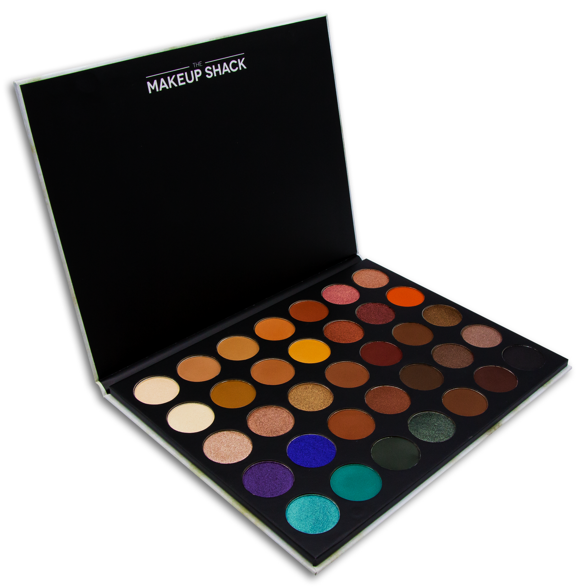 The Makeup Shack ocean breeze eyeshadow palette with 35 vibrant neutral and bold shades