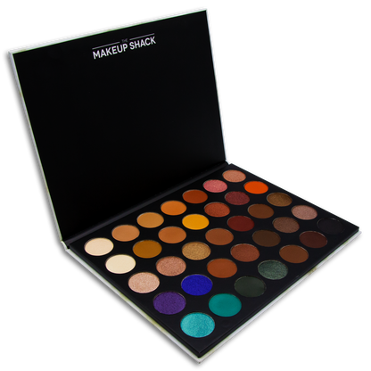 The Makeup Shack ocean breeze eyeshadow palette with 35 vibrant neutral and bold shades