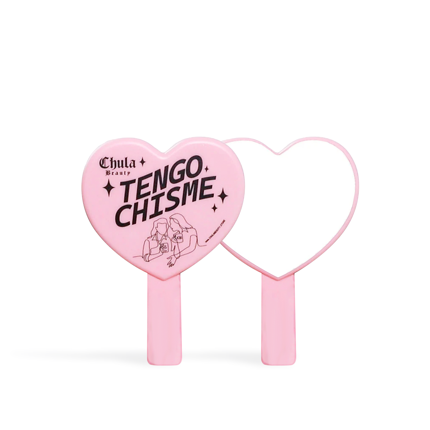 Pink heart shaped makeup mirror by Innovate the Label with Chula Beauty design for stylish touch-ups