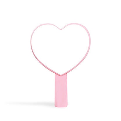 Pink heart shaped makeup mirror with a stylish design for beauty enthusiasts