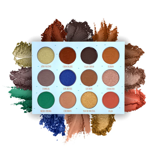 Innovate the Label Christmas in Miami eyeshadow palette with 12 vibrant matte and shimmer shades in tropical hues