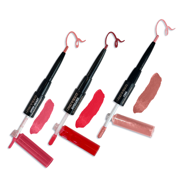 Innovate the Label Pinky B Beauty Lip Duo with three lip gloss shades in pink red and nude tones