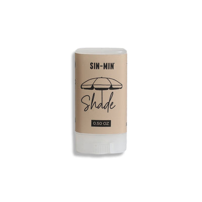 SIN-MIN indie sunscreen stick in beige packaging with shade umbrella design 0.50 oz