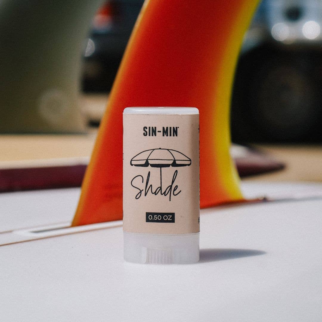 SIN-MIN indie sunscreen stick Shade SPF 0.50 oz with umbrella design on label