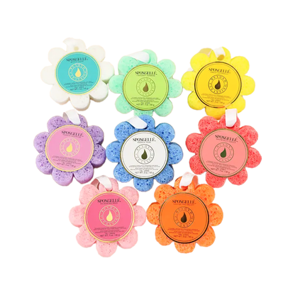 Spongelle Wildflowers soap sponge collection in various colors and scents for a luxurious bathing experience