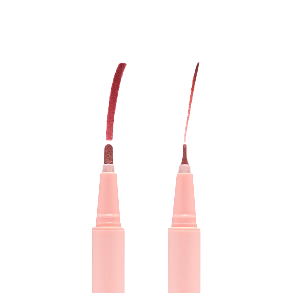 Innovate the Label rosewood lip marker dual tip pens with color swatches showing deep rosy brown shade