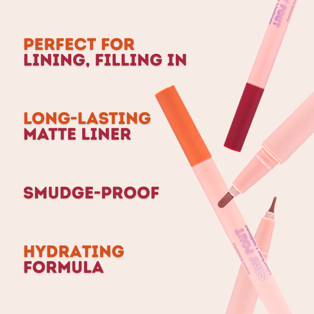 Innovate the Label rosewood lip marker trio showing fine and chisel tips and matte smudge proof finish