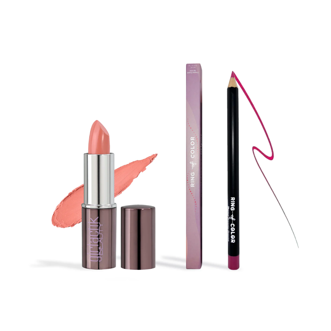 Fast Bundle 2 piece beauty bundle with nude lipstick and pink lip liner pencil