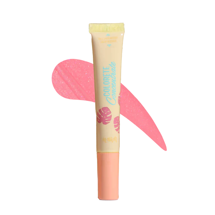 Innovate the Label Alamar liquid blush in a beige and pink tube with a pink blush swatch on black background