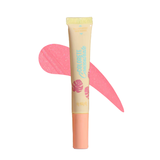 Innovate the Label Alamar liquid blush in a beige and pink tube with a pink blush swatch on black background