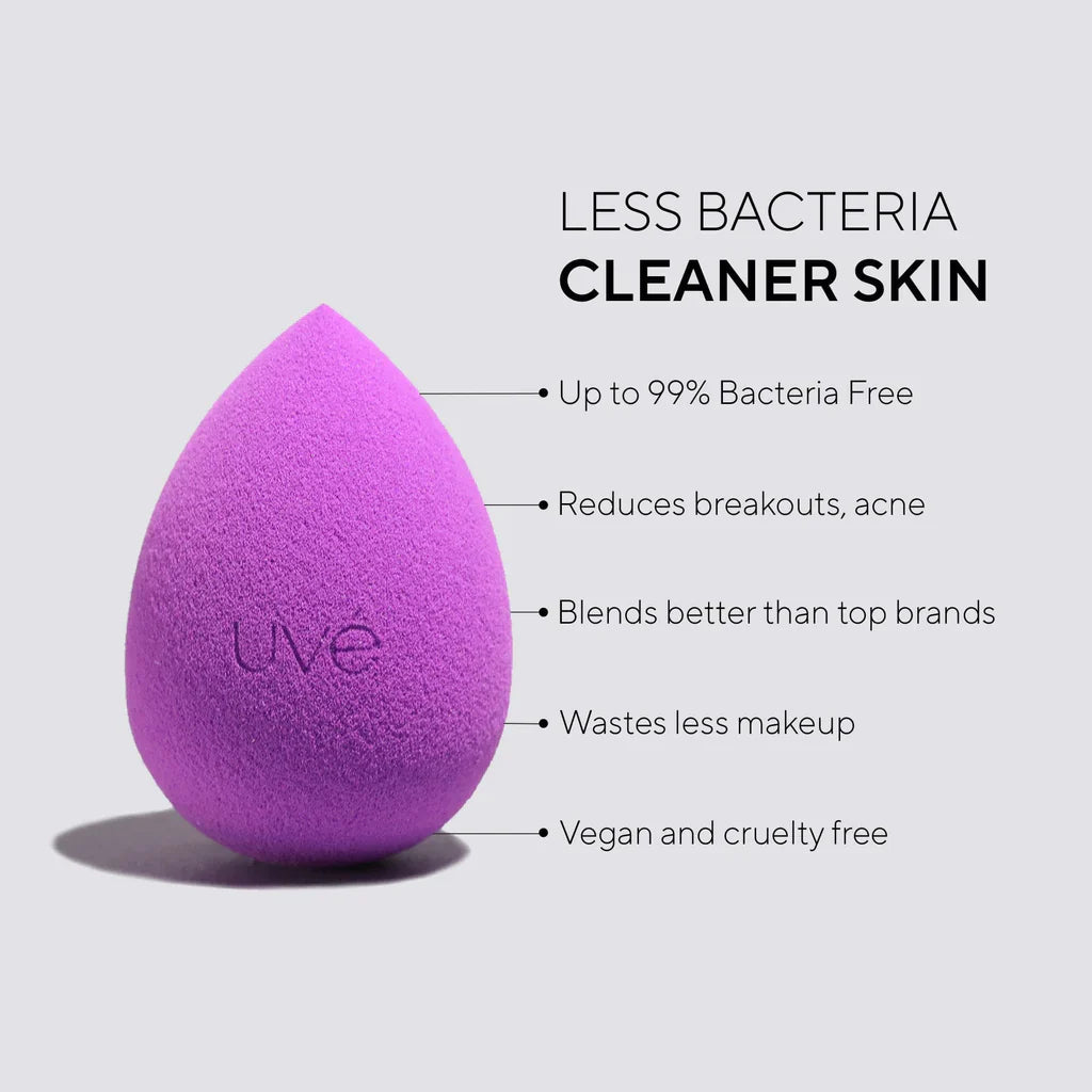 Innovate the Label ultra soft makeup sponge in purple reduces breakouts and wastes less makeup